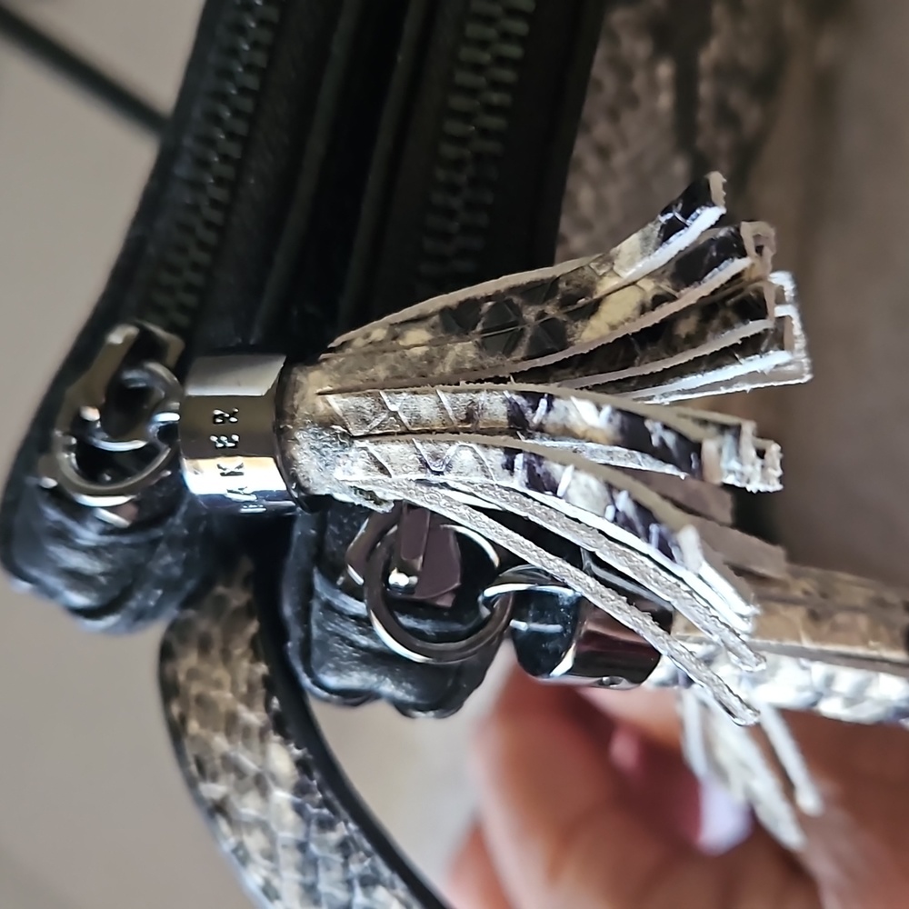 Ted Baker | Women's Crossbody Black Exotic Animal Snake Print Tassels Bag - Picture 11 of 16